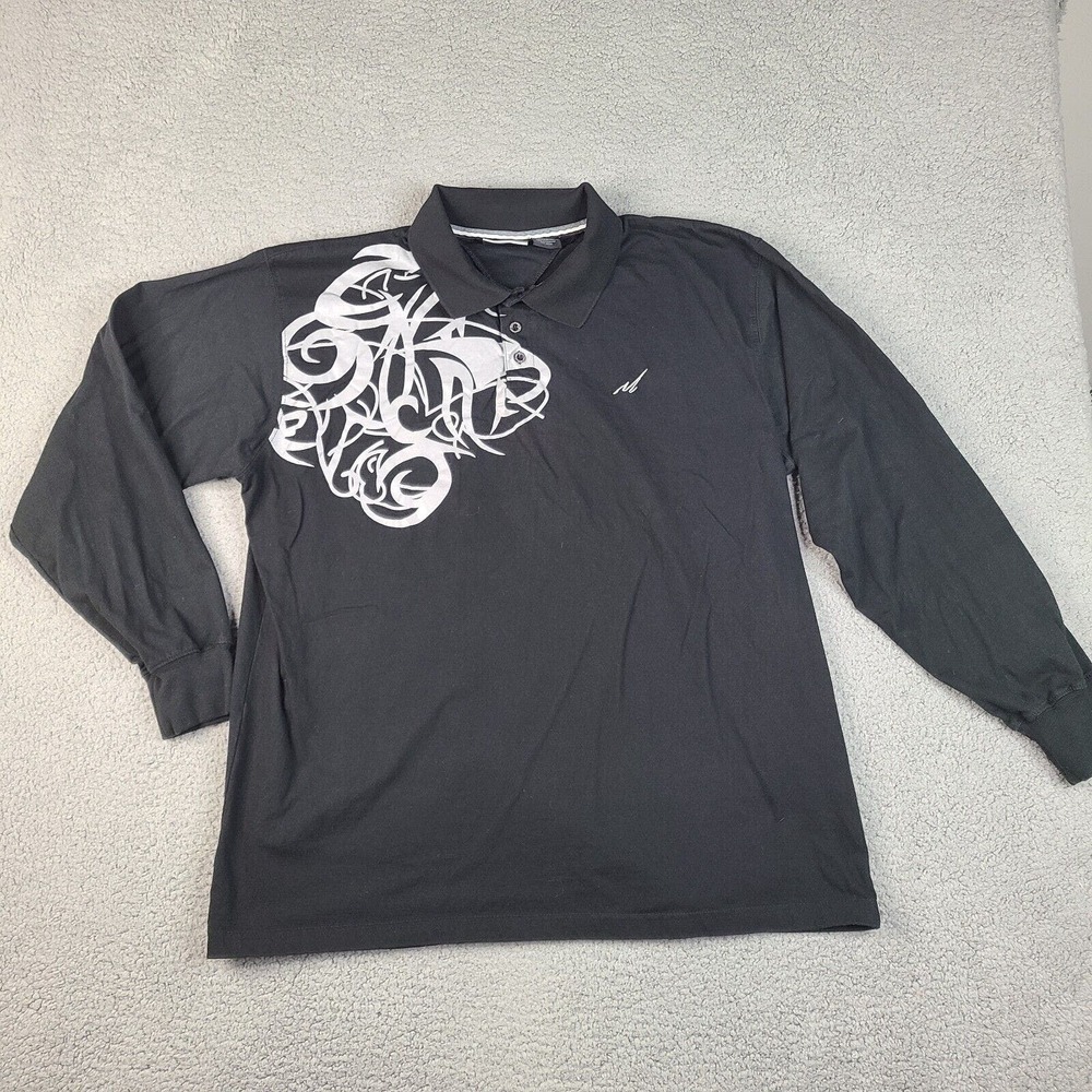 Randy Moss Collection Polo Shirt Mens XXL Black Long Sleeve Cotton